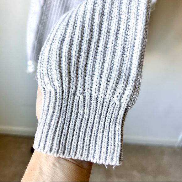 TOMMY HILFIGER Gray Lace Trim Boat Neck Cable Knit Sweater—SZ. Small - Picture 5 of 14